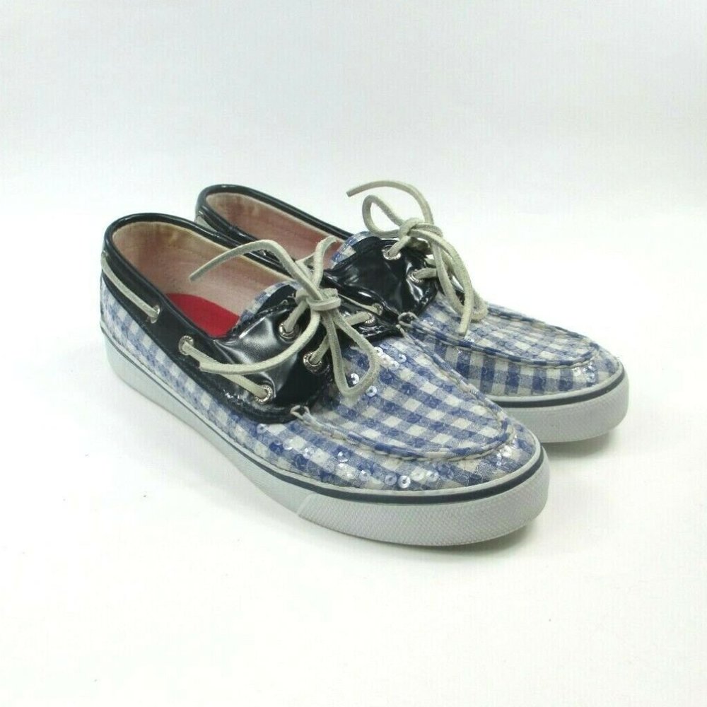 Sperry Top-Sider Pink Plaid Sequin Boat Shoes 8M